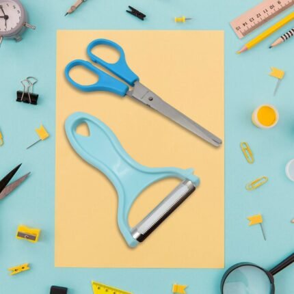 Stainless Steel Kitchen Scissors Multipurpose Peeler (2 Pc Set Mix Design Scissor Peeler)