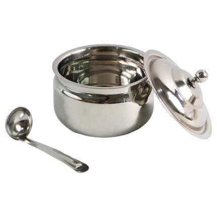 Stainless Steel Ghee Pot Durable Ghee Storage Container with Lid (1 Pc)